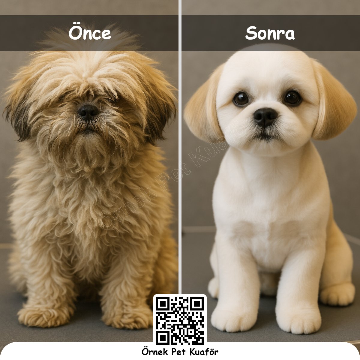 Örnek Pet Kuaför Öncesi Sonrası Kolaj Örneği