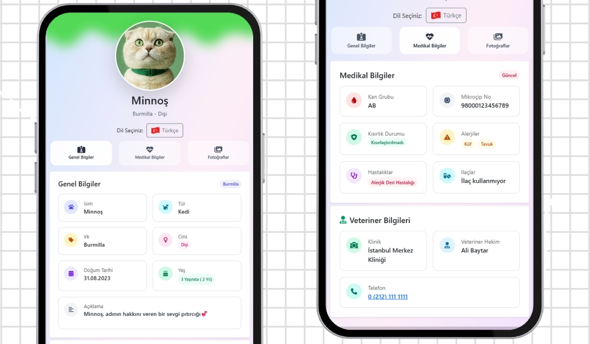 PetKay dijital profil telefon görünümü